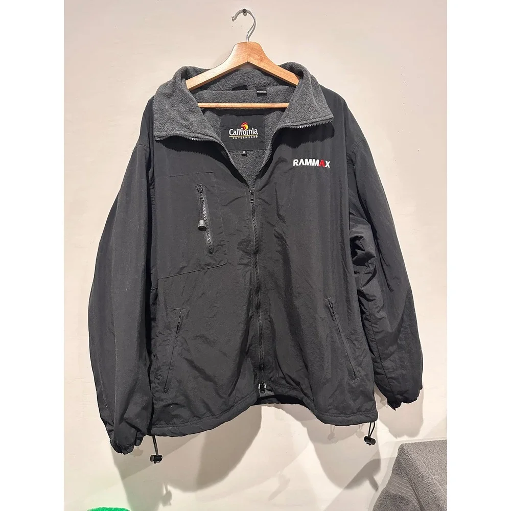 California Outerwear Mens XL Black Nylon Fleece Lined Rammax Jacket Full Zip